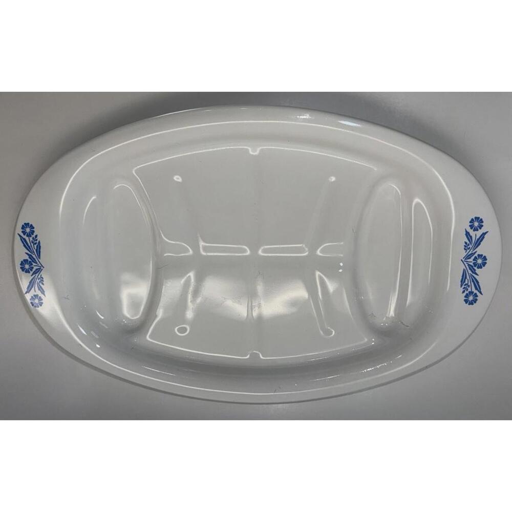 CorningWare Cornflower Blue P-19 Oval Platter Serving Plate USA Vintage